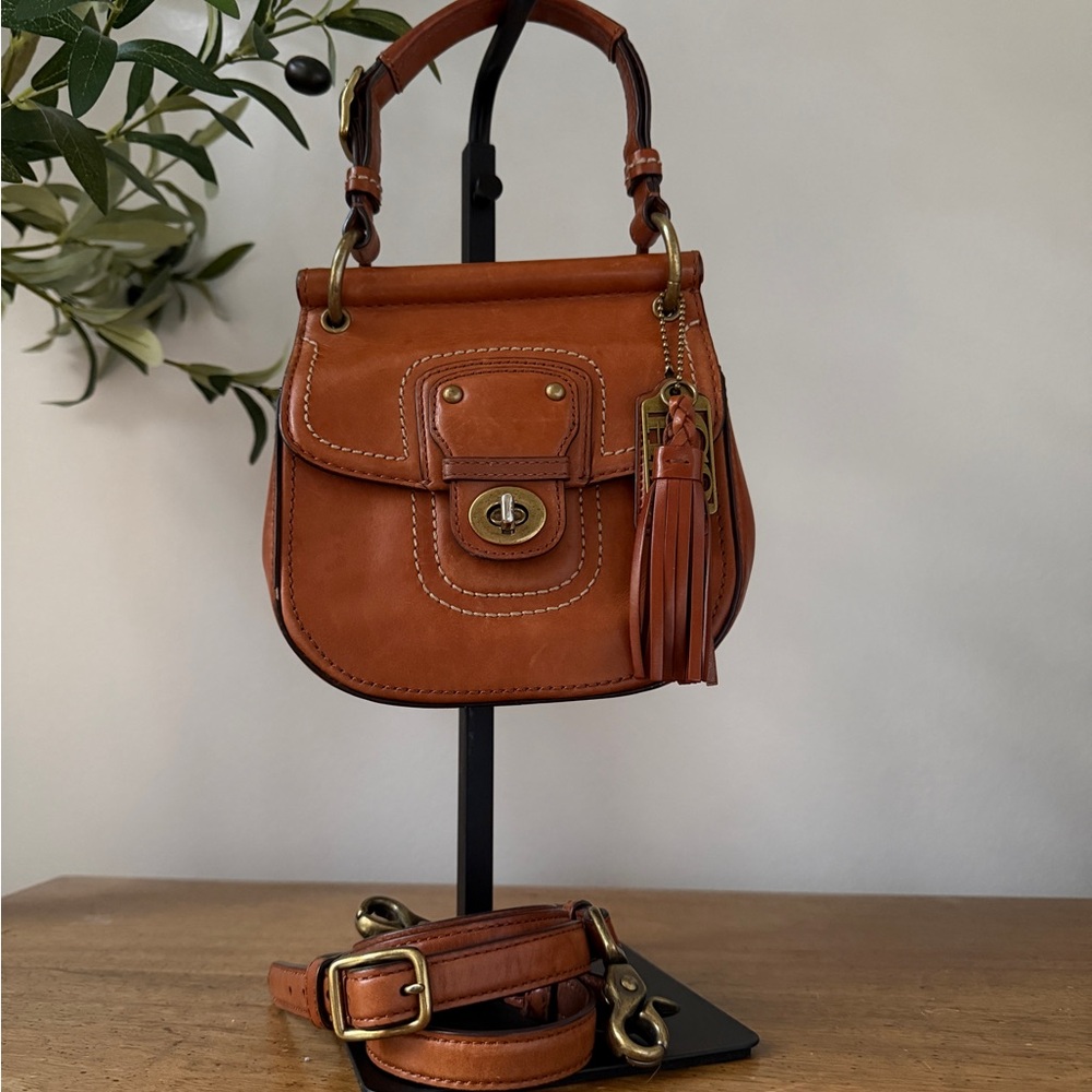 Rare Vintage Coach Legacy Mini Willis 19886 British Tan Leather Top Handle Bag